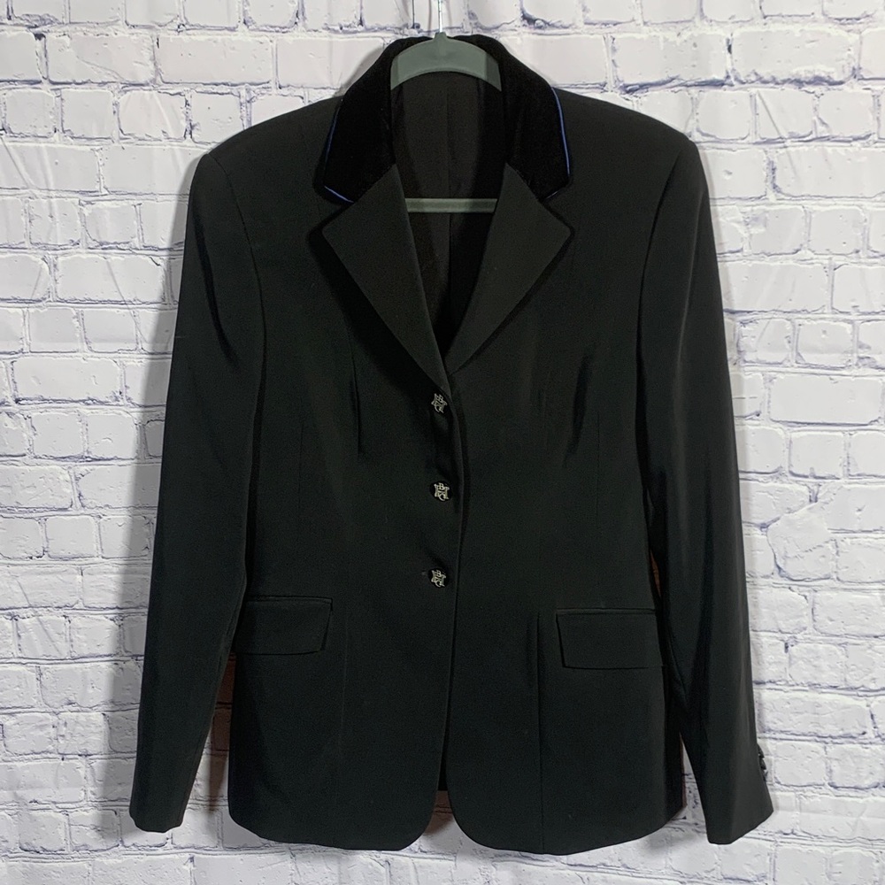 R.J.Classics Extreme Women Washable Equestrian Blazer Black Velvet Collar Sz 10R